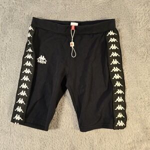 Kappa Womens Black Sz Large Banda Bike Shorts Stretchy Streetwear Skin Fit Yoga